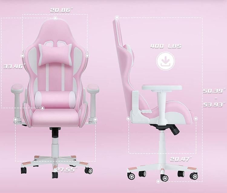 Pink High Back Computer Gaming Gamer PU Leather Rosa Silla Kawaii Gamer Chair