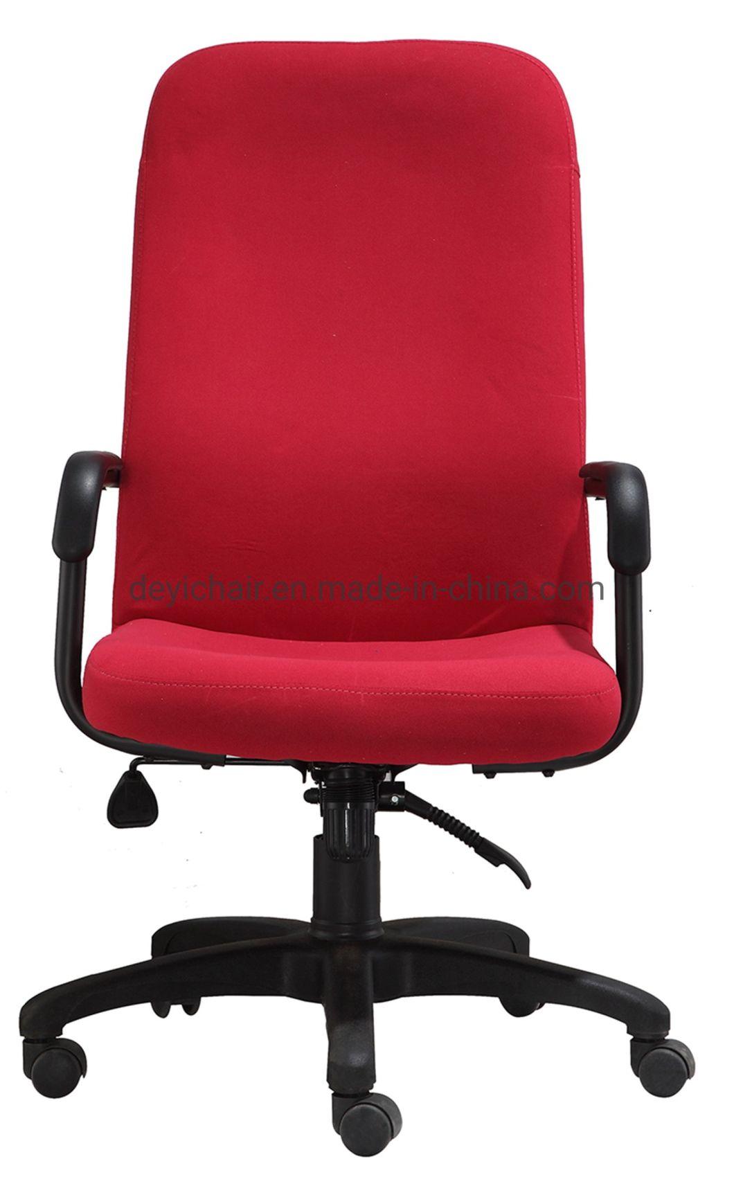 High Back Simple Tilting Mechanism with Lock Function Nylon Base with Armrest Frame Red Color Office Chair