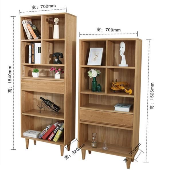 Nordic Minimalist Floor Bookshelf Display Rack Solid Wood Shelf