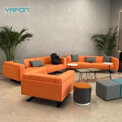 High-End Artificial Leather Orange 1-3 Seat Elegant Sofa Set