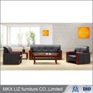 Wholesale Chinese Factory Wood Leather Office Sofa (S807)
