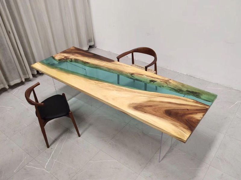 Resin & South American Walnut Wood River Style Table Top