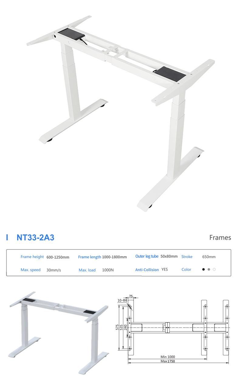 Home Office Desk Frame Ergonomic Electric Stand up Motorized Adjustable Height Standing Desk