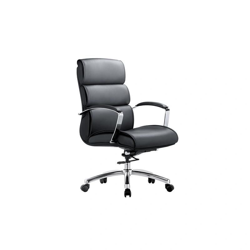 Ergonomic Adjustable Ribbed Pleated High Back Leather Manager Executive Swivel Home Office Chair