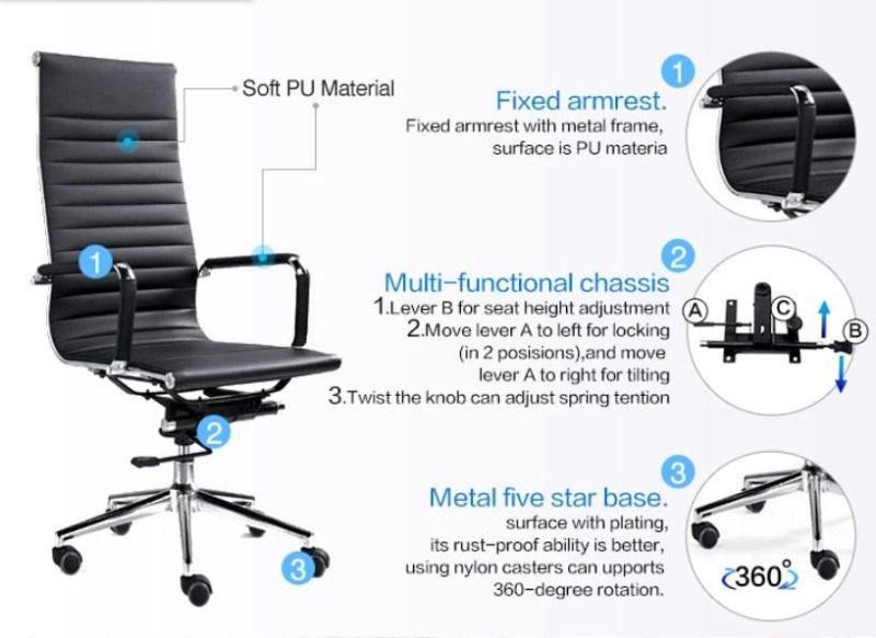 Ebunge High-Back PU Leather Conference Swivel Office Desk Chair