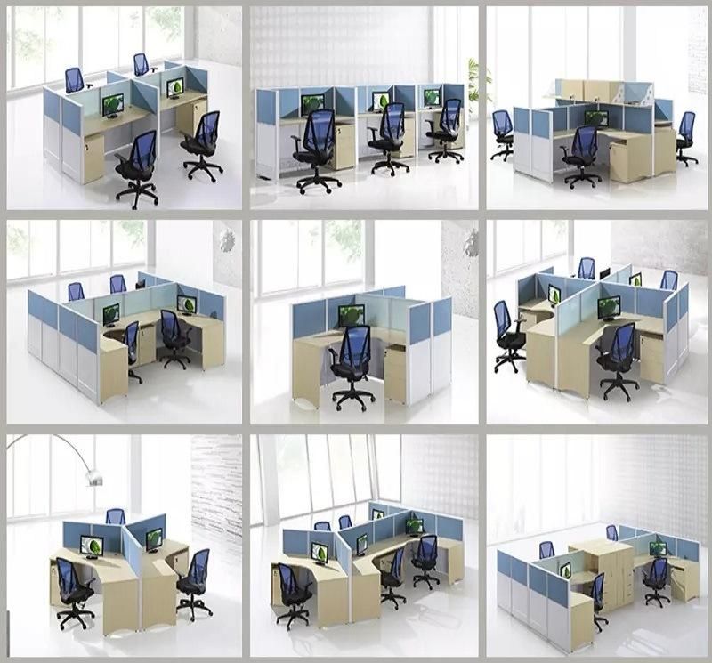 45 mm Thickness Melamine Aluminum Office Glass Partitions Modular Desk Workstations