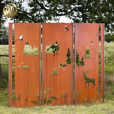 Garden Corten Steel Rusty Metal Decoration Practical Privacy Panel Screen