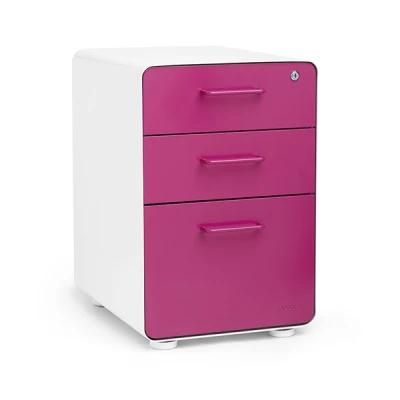 3 Drawer Mobile Pedestal File Cabinet Steel Storage Cabinet