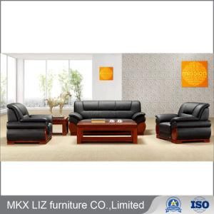 China Made Office Furniture Wood Frame Leather Sofa (S924)