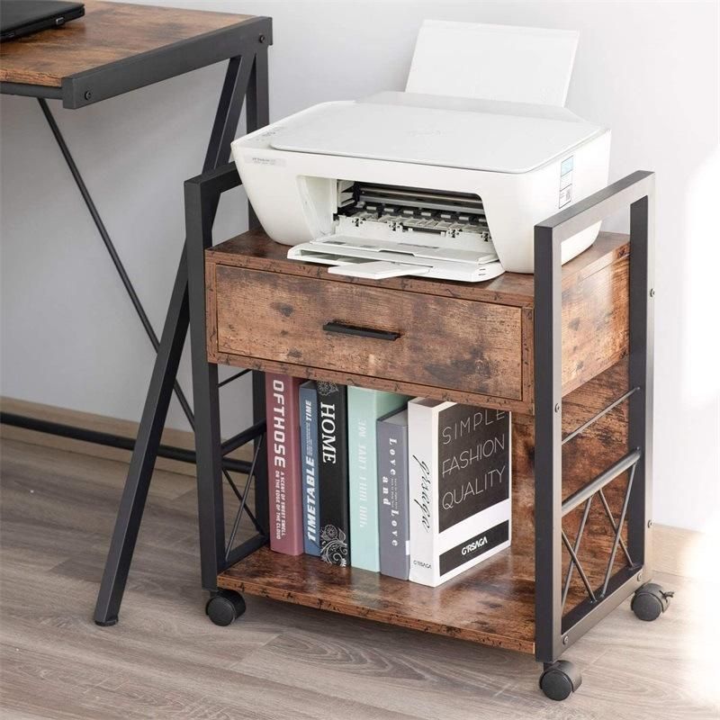 mobile Fiiing Cabinet Industrial Printer Stand with Storage for Home Office