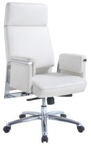 White High Back Soft Headrest Stainless Steel Reception Chair