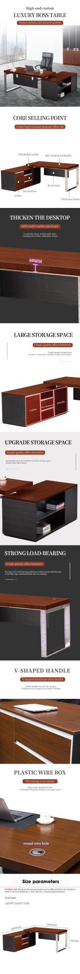 High End Executive Office Table Wooden Boss Office Desk