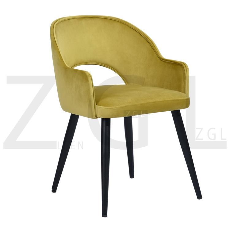 Home Furniture Arm Modern Velvet Modern Dining Room restaurant Chairs with Metal Frame