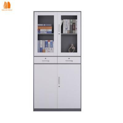 Office Furniture Glass Doors Steel File Cabinets with Two Drawers