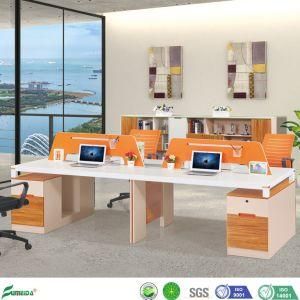 Golden Teak Open 4 Person Seats Straight Office Workstation
