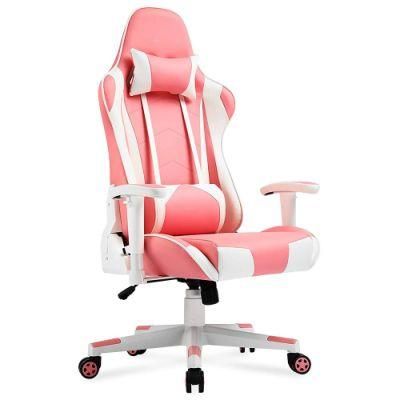 Pink Reclining Office Gaming Chair with Wheels