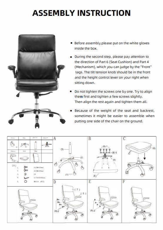 Comfortable Upholstery Design PU Leather Office Adjustbale Ergonomic Executive Chair