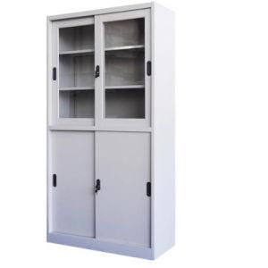 Knock Down Structure Easy Assembled Sliding Glass Door Gray Filling Cabinet