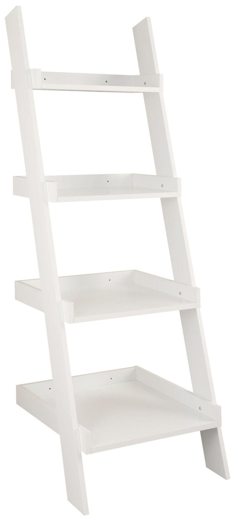 White 4 Story Wood Bookshelf, Ladder Type Bookcase