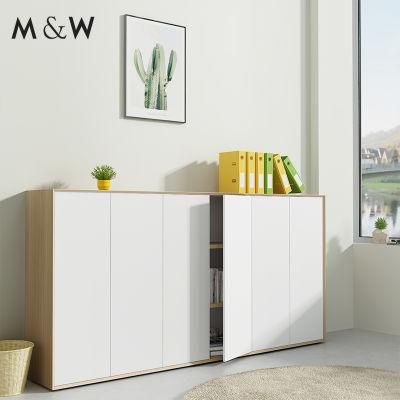 Home Office High Quality No Handle Design Combination Swing Door Storage Wooden Filing Cabinet
