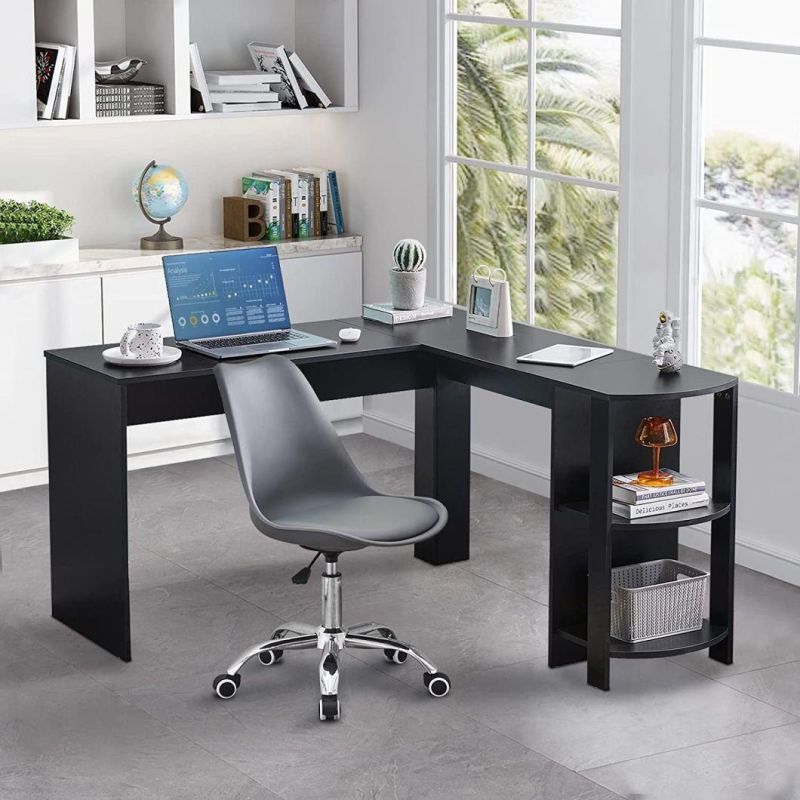 L-Shaped Computer Desk with Wider Desktop and Large Storage Space