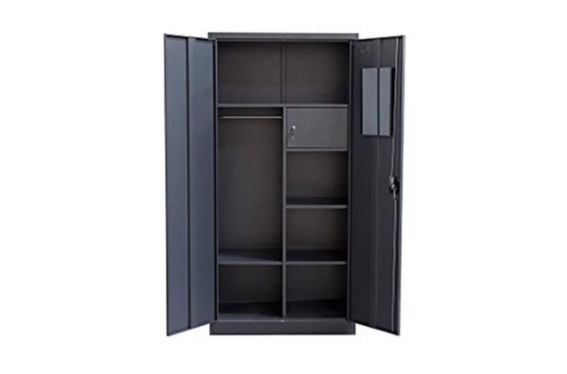 Customized Knock Down Double Door Steel Wardrobe with Locker