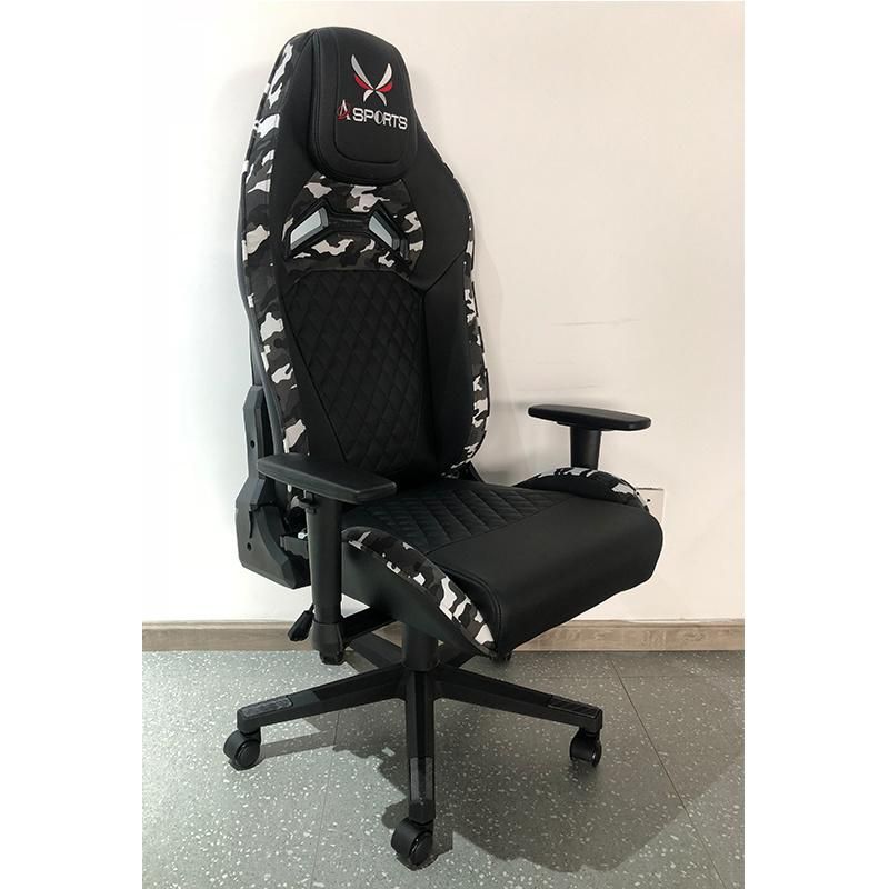 PU Leather and Fabric Gaming Chair Computer Racing Gamer Chair with Footrest