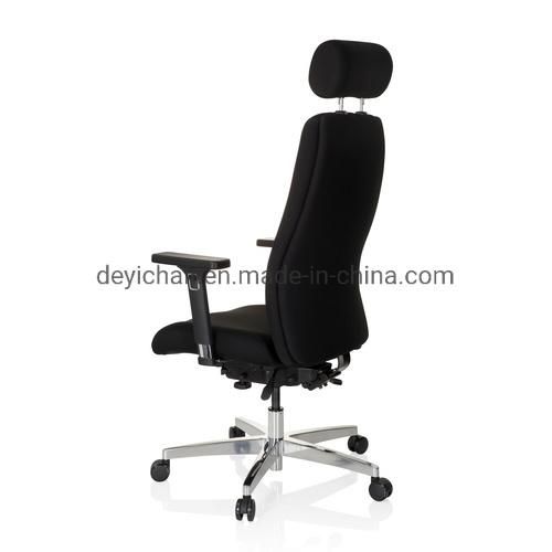 Blue Fabric Upholstery High Back Functional Frame with PU Adjustable Arm Aluminium Base Office Chair