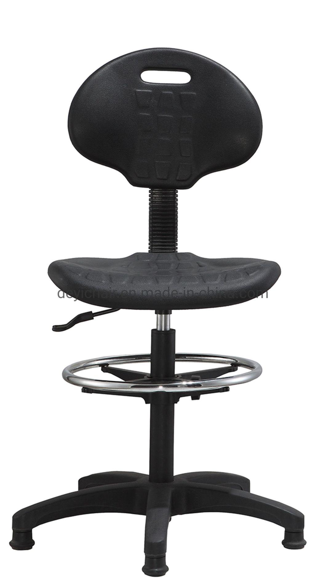 450mm Chrome Footing 260mm Black Gaslift Nylon Base with Foot Pad Mould PU Seat and Back Bar Chair