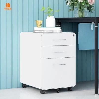 3-Drawer Mobile Vertical Filing Cabinet in White3-Drawer Mobile Vertical Filing Cabinet in White