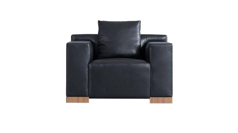 Heavy Duty Big Size Black Genuine Leather Office Sofa Set