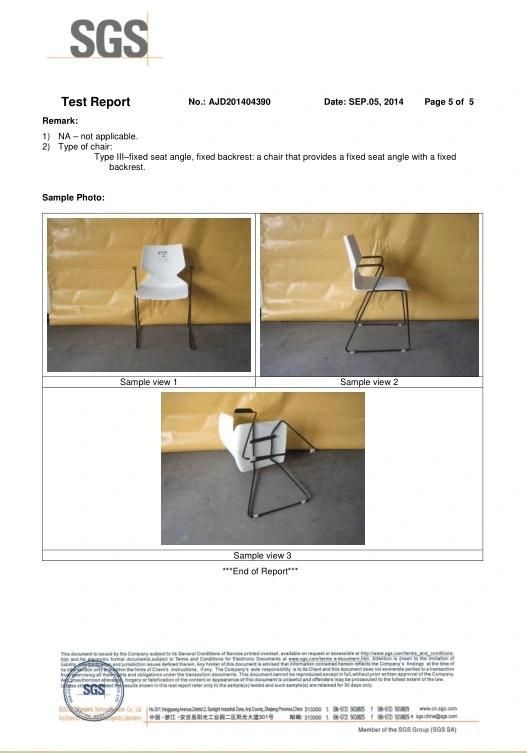 ANSI/BIFMA Standard Stainless Steel Plastic Office Furniture Arm Chair