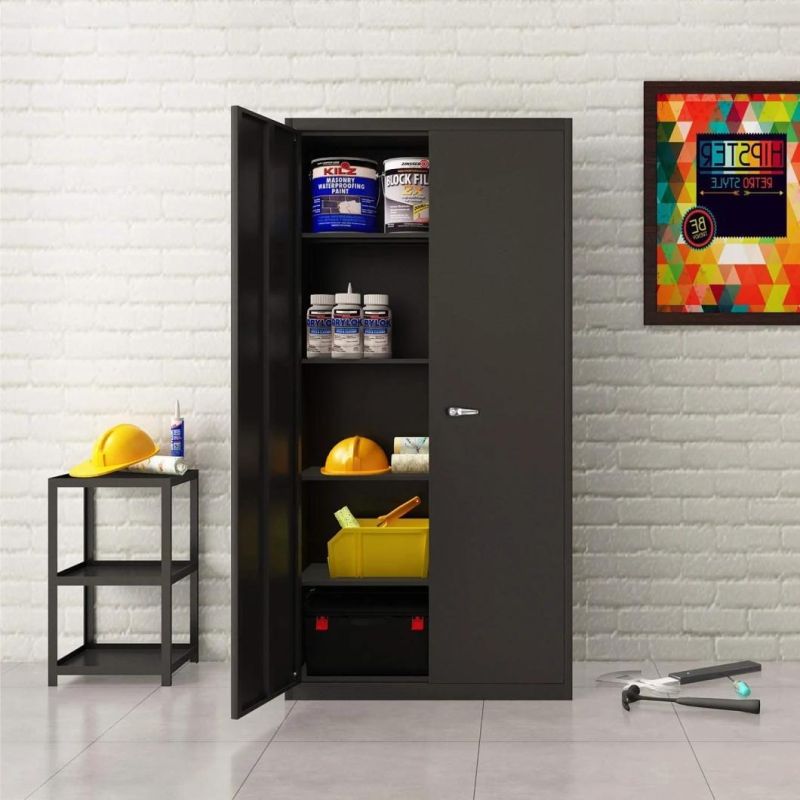 Swing Door Filling Storage Cabinet Black 4 Shleves File Cabinet