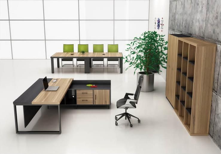 Executive Wood Color Modern Office Design L Shape Table for CEO