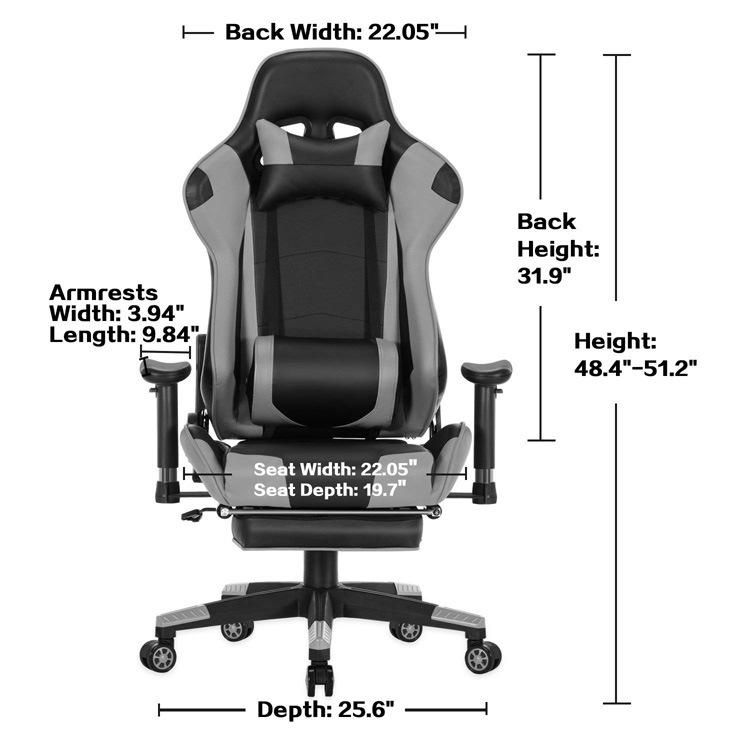 (MED-F) Partner High Back Reclining Gaming Chair Recliner Rocker Tilt E-Sports Chair with Retractable Footrest