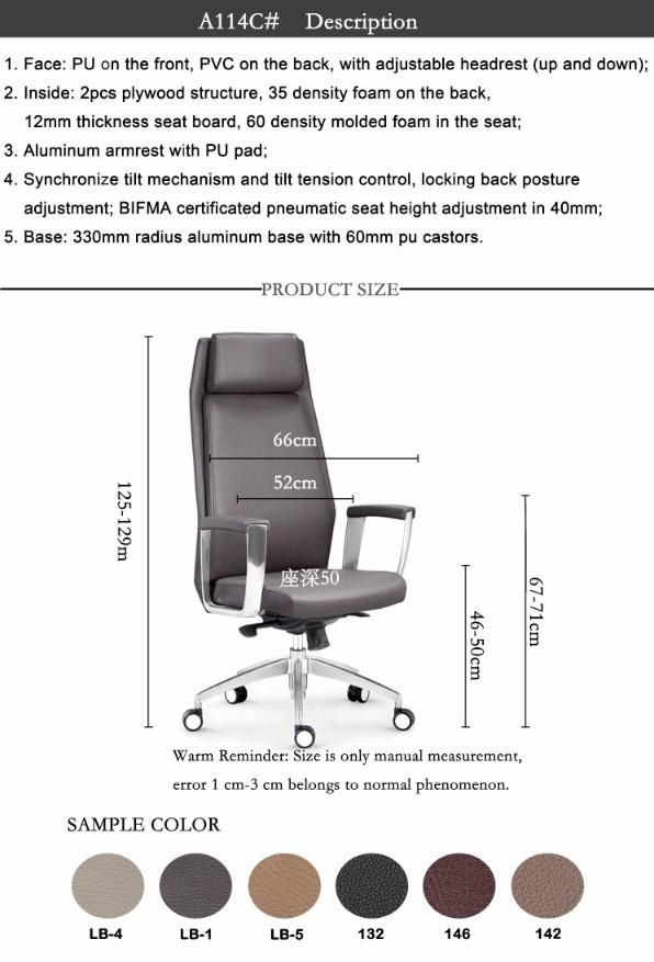 Good Price Computer Desk Leather Ergonomic Office Chair on Line