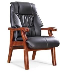 Ergonomic Modern Wooden Soft Glossy Cushion Chairman Visitor Chair