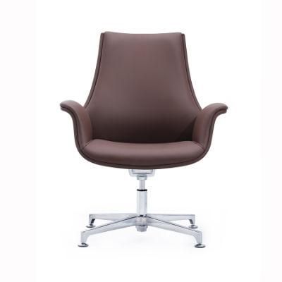 Modern Low Back Leather Reception Chair Commercial Guest Visitor Armchair