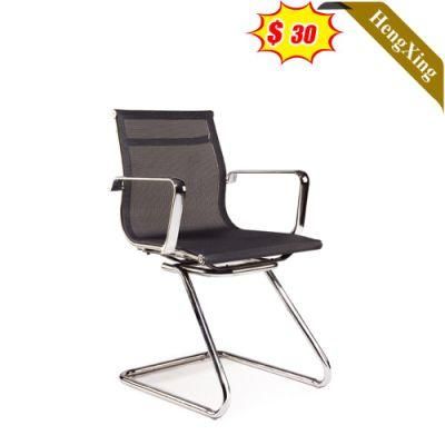 Simple Design Office Furniture Meeting Waiting Room Fixed Metal Frame Black Mesh Conference Chair