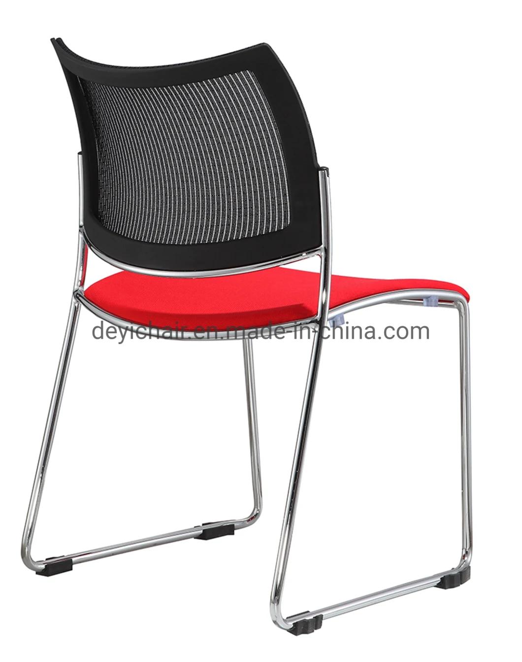 19mm Tube 1.5mm Thickness Sled Chrome Frame Mesh Back Cut Foam Seat Stackable Conference Chair