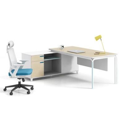 Modern Melamine Metal Frame L Shape Corner Office Desk Manager Table