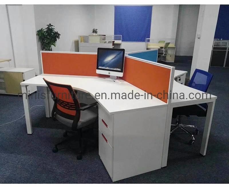 (M-WS215) Office Workstation Call Center 3 Seats Staff Computer Desk with Cubicle Partition