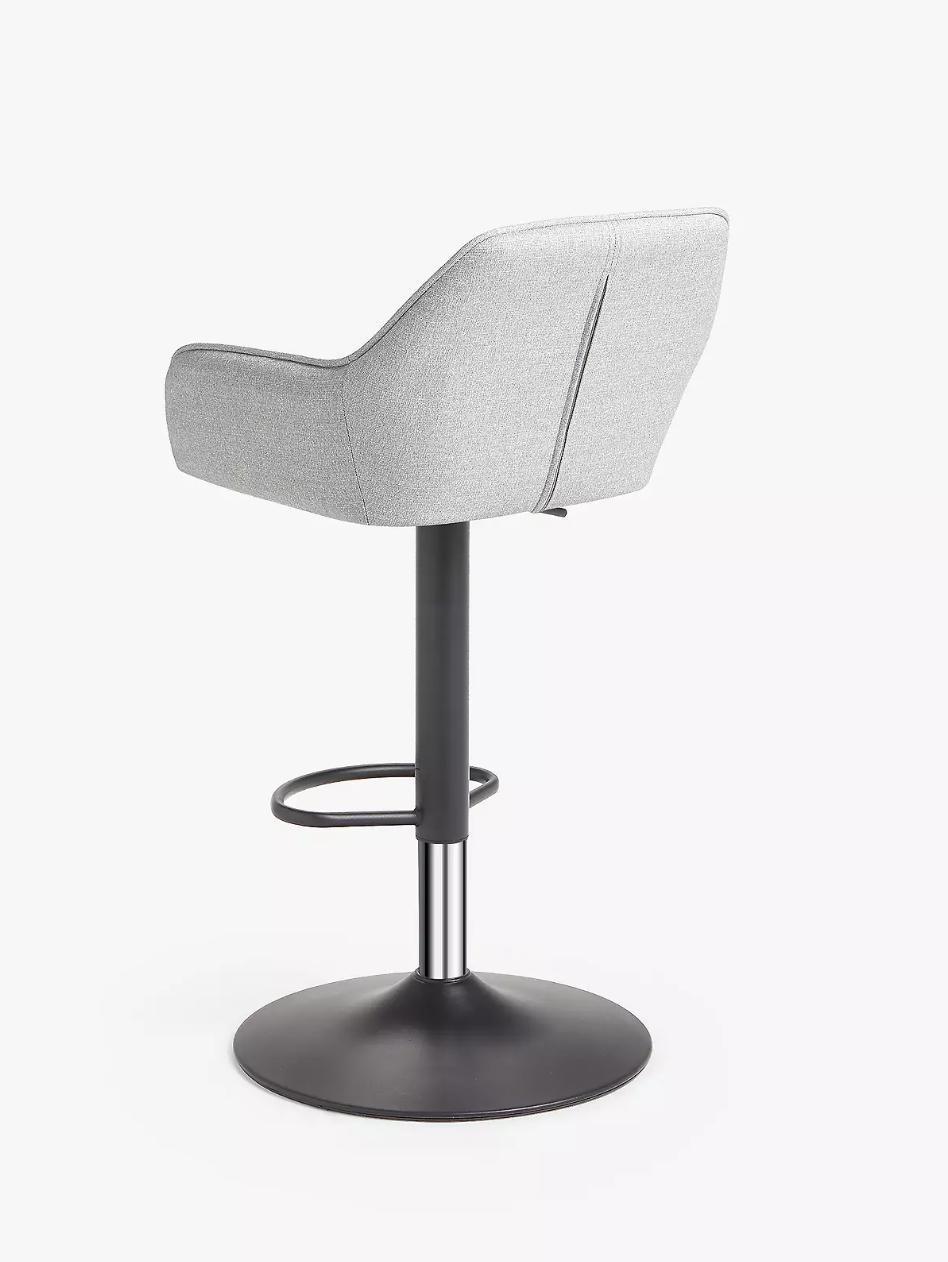 Grey Fabric Leisure Bar Chair Lounge Bar Stool with Painted Balck Base