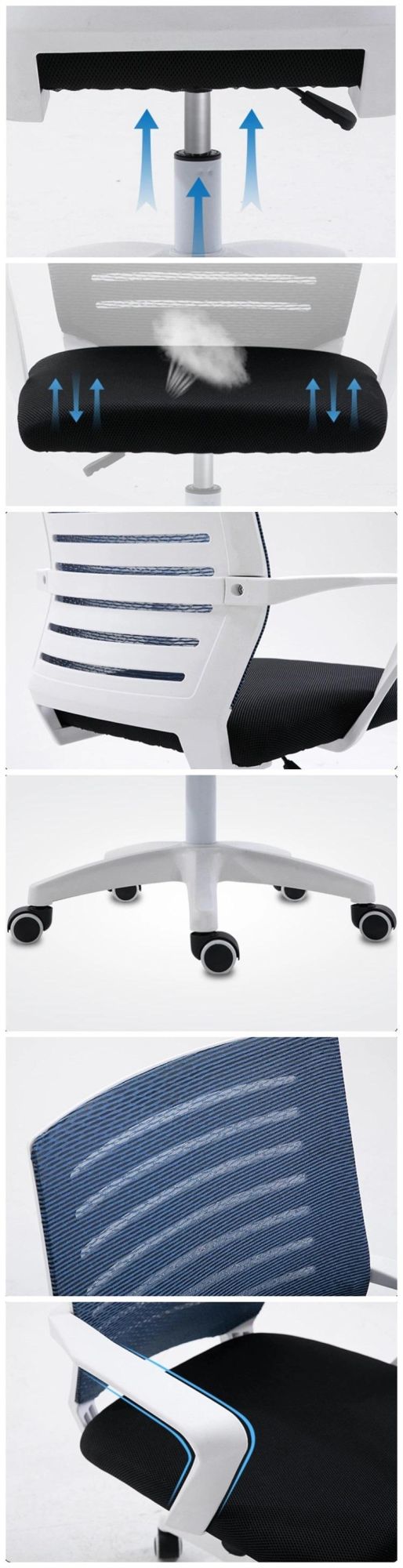 Armrest Furniture with Wheels Mesh Back Modern Swivel Chair for Office