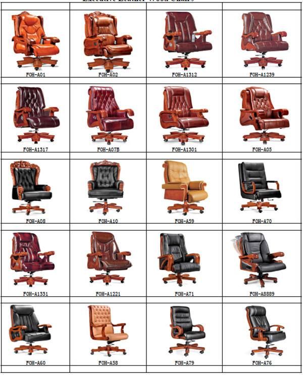 Classic Design Wood Frame Leather Executive Chair for CEO