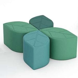 2020 New Leaf Shape Fabric Pouf Ottoman Fabric Pouf