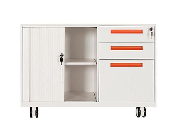 Multifuctional Metal Mobile Caddy Tambour Door Storage Cabinet