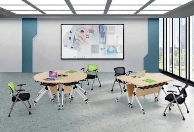 Standing Folding Movable Stackable Sliding Meeting Room Computer Study Office Table Training Desk