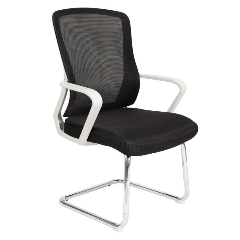 New Design Beautiful Color Mesh Visitor Chair Black Painted Bow Shape Steel Tube Base Fixed Office Furniture