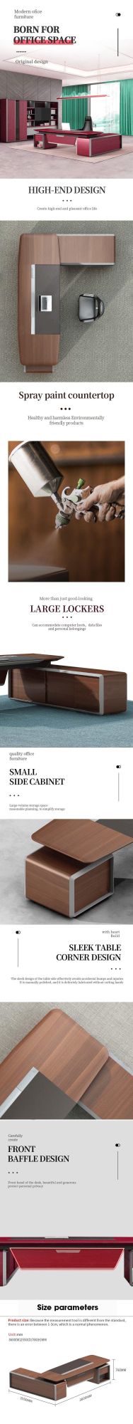 Modern MDF Furniture L Shaped Computer Manager Executive Office Desk